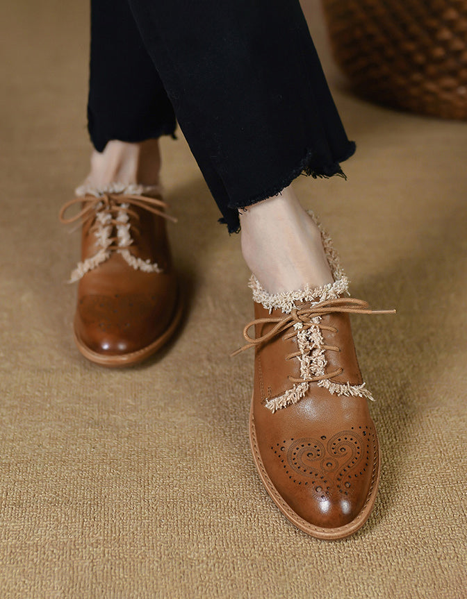 Handmade Brogue Style Classic Oxford Shoes for Women