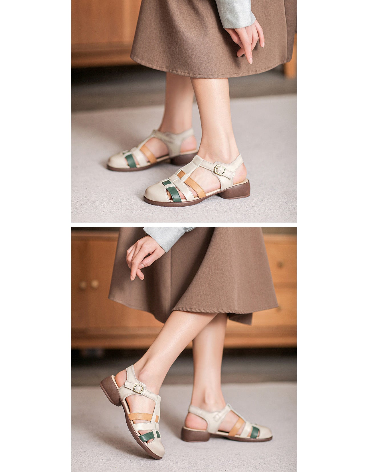 Handmade Retro Close Toe Fisherman Sandals Slingback