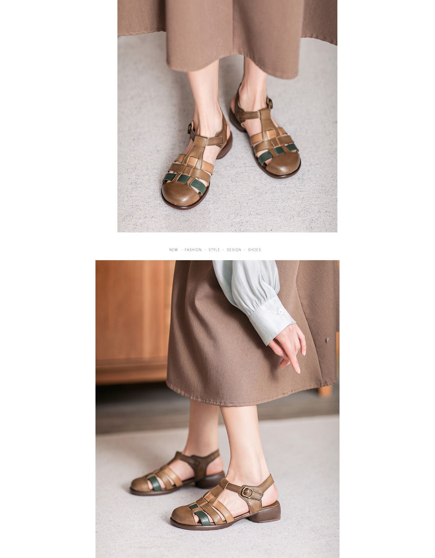 Handmade Retro Close Toe Fisherman Sandals Slingback