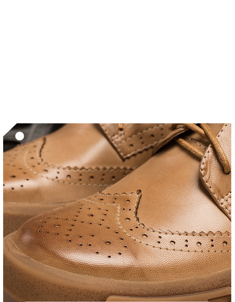 Real Leather Casual Brogue Style Oxford Shoes Women