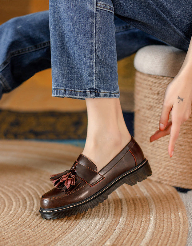 Round Head Tassel Loafers for Women