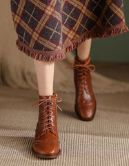 British Style Handmade Vintage Lace-up Oxford Boots