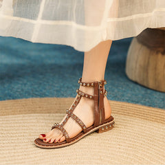 Genuine Rivet Flat Gladiator Sandals