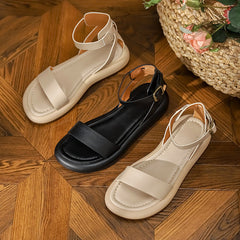 Sandals Gladiator Soft Genuine Cow Buckle Strap Top Brand Ladies Summer Beach Flats Handmade