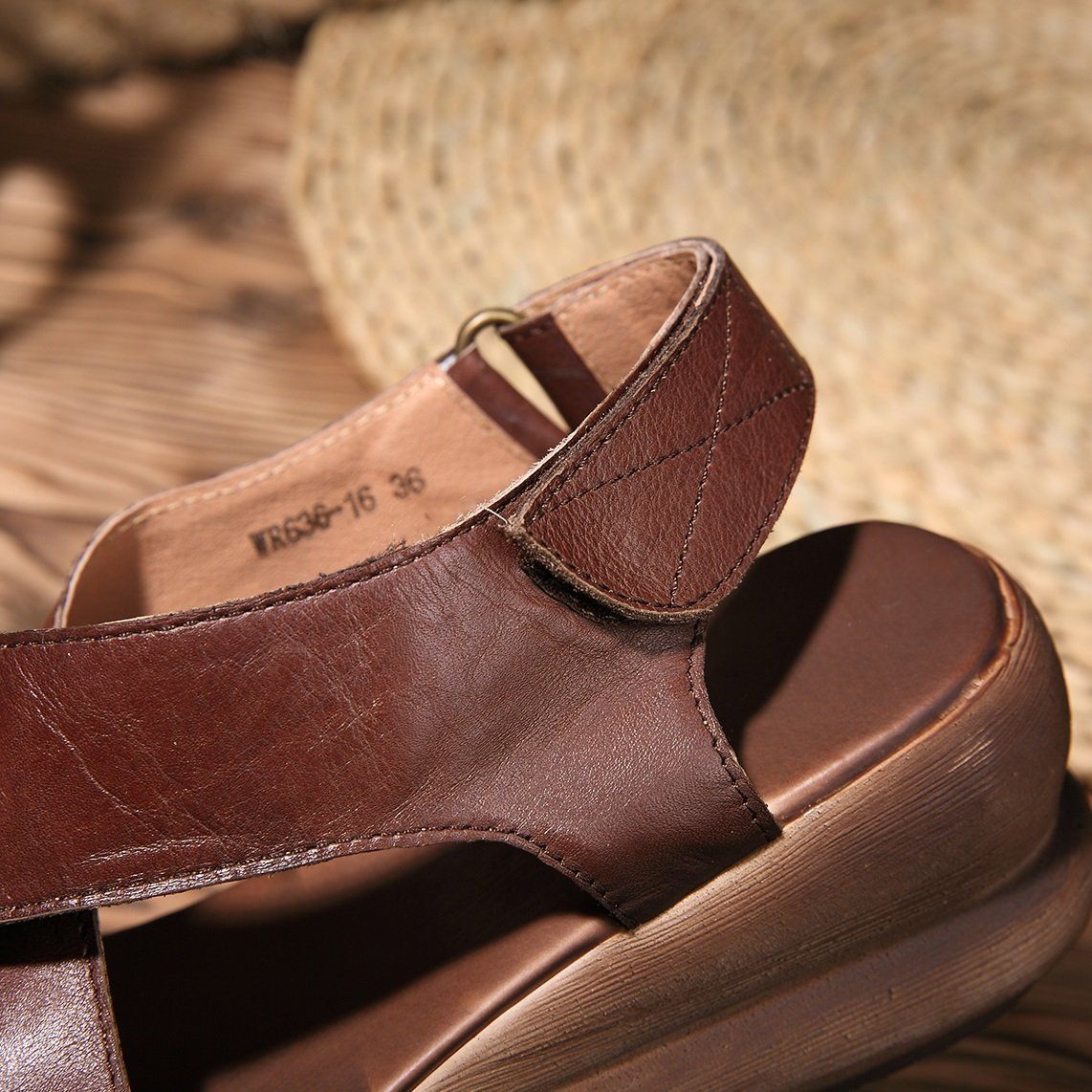 Wedge Sandals Khaki/Coffee Platforms X-Strap Sandals