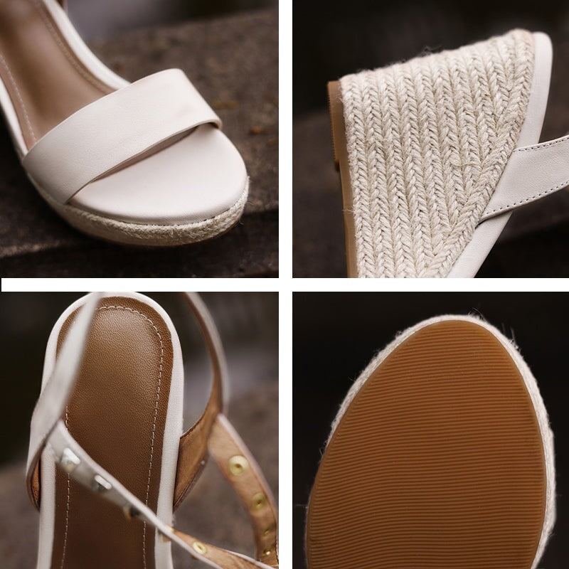 95mm Slingback Espadrille-Wedge Sandals rivet-anklet