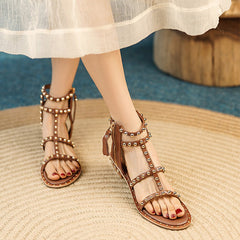 Genuine Rivet Flat Gladiator Sandals