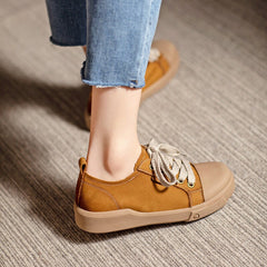 Flat Low Top Sneakers Soft Lace up