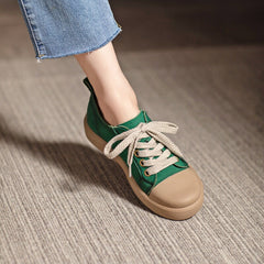 Flat Low Top Sneakers Soft Lace up