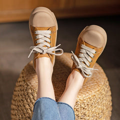 Flat Low Top Sneakers Soft Lace up