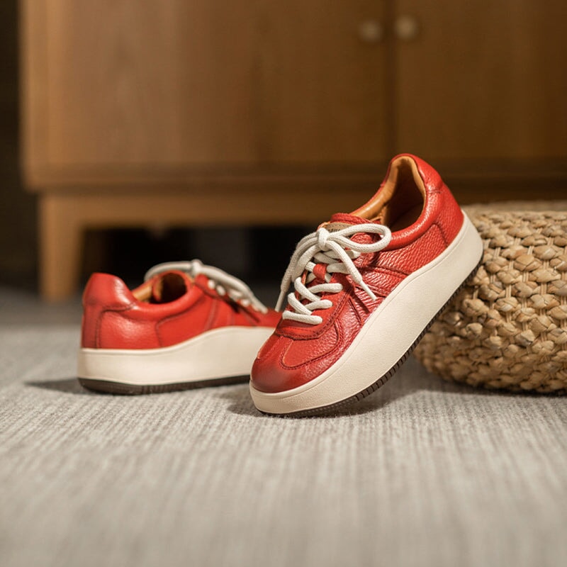 Genuine Low-top 40mm Platform Sneakers Lace Up