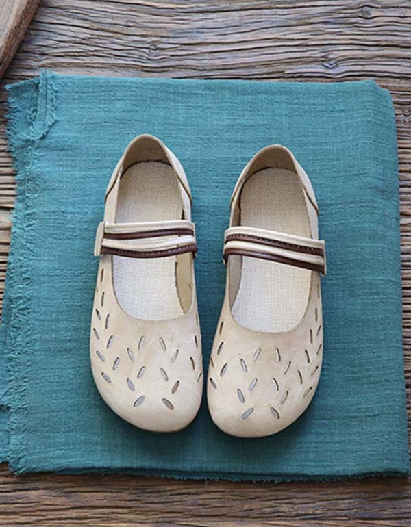 Handmade Hollow Velcro Comfortable Flats