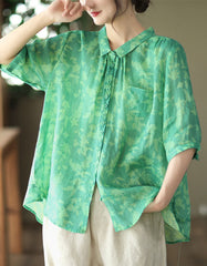 Mid-sleeve Vintage Floral Shirt