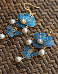 Butterfly Gold-plated Pearl Earrings