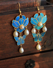 Butterfly Gold-plated Pearl Earrings