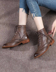 Vintage Leather British Style Handmade Oxford Boots