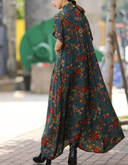 Oversized Loose Silk Printed Floral Maxi Dress